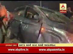 અમદાવાદઃ BRTS બસ અને કાર વચ્ચે અકસ્માત, કાર મારી ગઈ ત્રણ પલટી