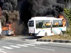 Hajipur: Angry mob set 3 buses on fire after man's death in road accident