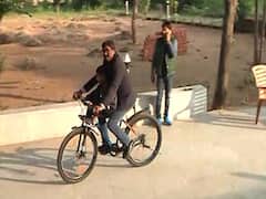 Jharkhand Election Results: Hemant Soren rides cycle at his residence in Ranchi