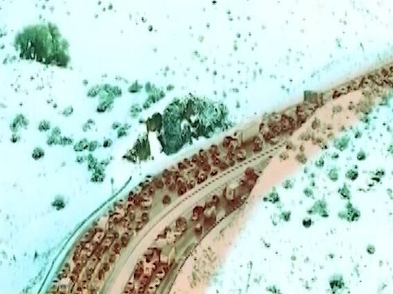 California: Huge traffic jam due to snow closed route