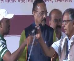 Marathi Literature Festival | साहित्य संमेलनाच्या व्यासपीठावर परिसंवादावेळी गोंधळ | ABP Majha 