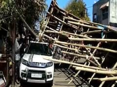 રાજકોટઃ કુવાડવા રોડ પર લગ્ન મંડપ થયો ધરાશાયી, મહિલા ઘાયલ