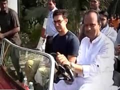 Maharashtra: Farmers in distress but Dy CM Ajit Pawar rides car with Aamir Khan