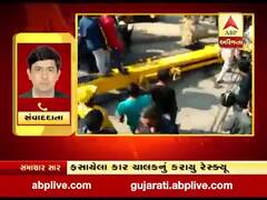 ભરુચઃ જંબુસરમાં ક્રેઇન કાર પર ખાબકી, કાર ચાલક ઘાયલ