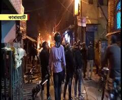 কামারহাটিতে সমাজবিরোধীদের গোষ্ঠী সংঘর্ষ, ব্যাপক বোমাবাজি, গাড়ি, দোকানে আগুন, জখম ১ এএসআই
