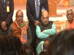 Delhi election: Amit Shah meets workers at Rohini candidate's office