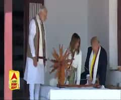 साबरमती आश्रम में पीएम मोदी ने राष्ट्रपति डोनाल्ड ट्रंप को चरखा चलाना सिखाया।