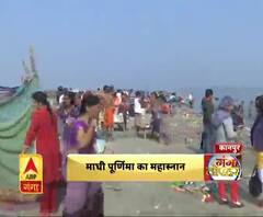 कानपुर : गंगा घाट पर श्रद्धालुओं की भीड़