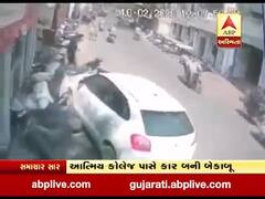 રાજકોટમાં કાર બેકાબૂ બની, પાર્કિંગમાં પડેલા વાહનો સાથે અથડાઇ, જુઓ વીડિયો