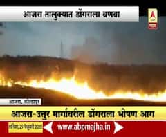 Kolhapur Fire | कोल्हापुरातील आजरा-उत्तुर मार्गावरील डोंगराला भीषण वणवा, वनसंपदेचं मोठं नुकसान 