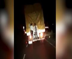 #Corona Threat | गावाकडे जाण्यासाठी ट्रकमागे लटकून जीवघेणा प्रवास, कोरोनाची भीती