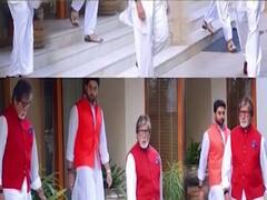 Amitabh Bachchan twins with son Abhishek 
