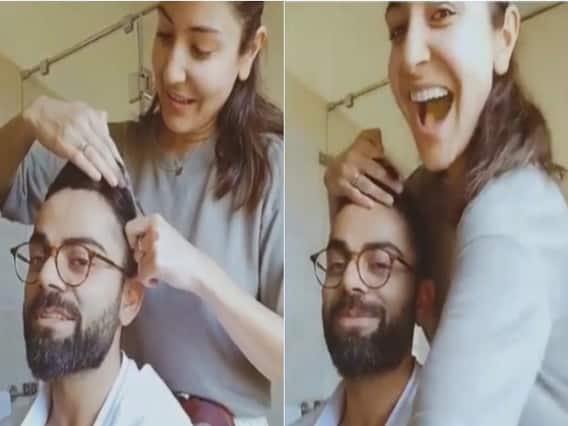 लॉकडाउन में पति विराट कोहली के बाल काट रहीं अनुष्का शर्मा, वायरल हुआ वीडियो