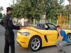 इंदौर: लॉकडाउन में फरारी की सवारी पड़ी भारी, बीच सड़क पर पुलिस ने कराया उठक-बैठक