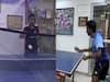 Table tennis player G Sathiyan practicing with a robot