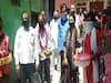 People welcome sanitation workers with flowers in Uttar Pradesh 