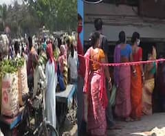 সামাজিক দূরত্ব শিকেয় তুলে ভিড় রেশন দোকান থেকে বাজারে