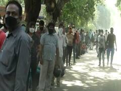 East Delhi Sports Complex: Migrants waiting to be transported