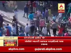 રાજકોટમાં સોશિયલ ડિસ્ટન્સિંગના ઉડ્યા લીરેલીરા, મોટી સંખ્યામાં મજૂરો ઉતર્યા રસ્તા પર