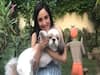 TV actress Kanikka Kapur spending quality time with her pet in garden