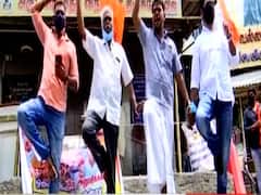 Coimbatore protesters stand on one foot, demand opening temples