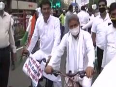 MP: Digvijaya Singh takes out cycle march over hike in fuel price