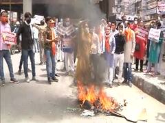 Chinese products burnt in Delhi's Laxmi Nagar