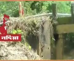 নদিয়ার হাঁসখালিতে রাস্তায় ধস, বন্ধ যান চলাচল, দুর্ভোগ বাসিন্দাদের