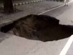 Road sinks due to persistent rain in the National Capital
