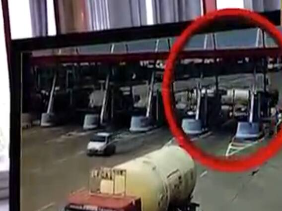 જામનગરના ધ્રોલના સોયલ ટોલનાકા પાસે ગેસ ભરેલ ટેન્કર પલટી, જુઓ CCTV