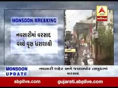 વરસાદના કારણે નવસારીના કામેશ્વર મહાદેવ મંદિર પાસે વૃક્ષ ધરાશાયી, જુઓ વીડિયો 