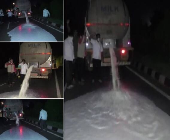 Milk Price Protest | कुठे टँकर फोडला तर कुठे अभिषेक; राज्यभरात 'स्वाभिमानी' दूध दर आंदोलन सुरु