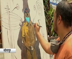 पोलिस रुपात विठ्ठल रेखाटून योद्ध्यांना सलाम, युवा चित्रकार पुष्कराज गोरंटनं रेखाटलं अनोख चित्र
