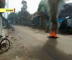 খানাকুলে বিজেপির বনধ: রাস্তায় টায়ার জ্বালিয়ে বিক্ষোভ! দোকান-বাজার বন্ধ, রাস্তায় পুলিশি টহল