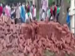 West Bengal: People stage protest against construction of boundary wall at Visva Bharati campus 