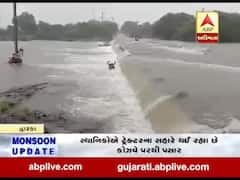 દ્વારકાઃ કોઝવે પરથી પસાર થતા પાણીના ધસમસતા પ્રવાહમાં ગાય તણાઇ, જુઓ વીડિયો 