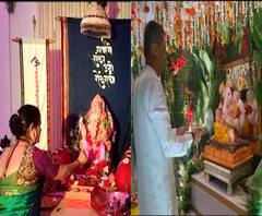 Ganesh Utsav 2020 | महापौर किशोरी पेडणेकर आणि शिवसेना सचिव मिलिंद नार्वेकरांच्या घरचा बाप्पा
