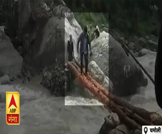 Uttarakhand Prime : बारिश में नदी पर बना पुल बह गया, अब ऐसी जुगाड़ से जान जोखिम में डाल रहे लोग |