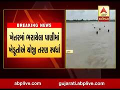 દ્વારકા:જામ રાવલ ગામના ખેડૂતોનો અનોખો વિરોધ,ખેતરમાં ભરાયેલા પાણીમાં યોજી તરણ સ્પર્ધા