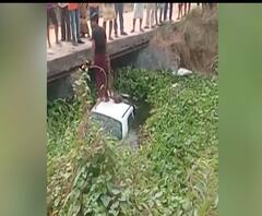 नहर में कार गिरने से हड़कंप, साइकिल सवार को बचाने में हुआ हादसा