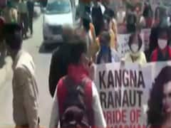 Shimla: Visuals of demonstration in support of Kangana Ranaut