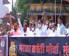 मराठा आरक्षणासाठी मराठा क्रांती मोर्चाचं मुंबईत आंदोलन; चेंबूरच्या शिवरायांच्या पुतळ्यासमोर आंदोलन