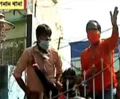 আটক বিজেপি কর্মীদের মুক্তির দাবিতে বাগনান থানার সামনে সাংসদের নেতৃত্বে বিক্ষোভ