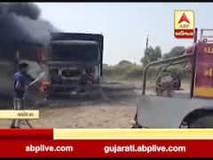 વડોદરાના પાદરાના સરસવણી ગામે કપચી ભરેલા ડમ્પરમાં લાગી આગ, જુઓ વીડિયો 
