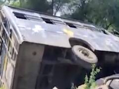 પંચમહાલના મોરવાહડફના નાટાપુર પાસે લક્ઝરી બસ પલટી જતા એકનું મોત, જુઓ વીડિયો 