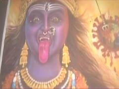 Artist invests 12 hours to make rangoli showcasing Maa Durga putting an end to Corona