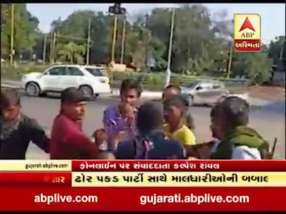 ગાંધીનગર મનપાની ઢોર પકડ પાર્ટી સાથે માલધારીઓની બબાલ, જુઓ વીડિયો