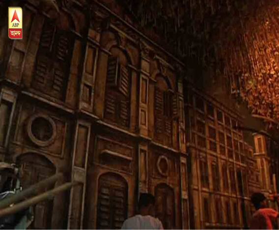 শারদ আনন্দ ২০২০: আমার পুজো: করোনা সতর্কতা মেনে চলার বার্তা দমদম পার্ক তরুণ সঙ্ঘের পুজোতে