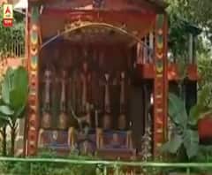 শারদ আনন্দ ২০২০: করোনা আবহে স্বাস্থ্য বিধি মেনে প্রতিমা দর্শনের ব্যবস্থা শান্তিনিকেতনের সোনাঝুরির জঙ্গলে বাঁধন দাসের দুর্গাপুজোয়