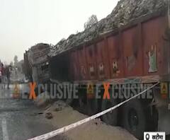 खटीमा : 2 ट्रकों में टक्कर के बाद लगी आग, फायर ब्रिगेड ने आग पर काबू पाया